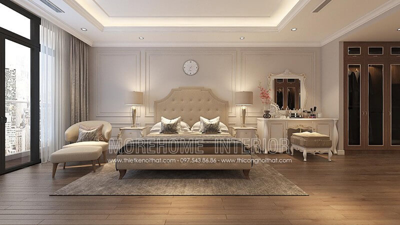 Giường ngủ chung cư tân cổ điển Giường ngủ chung cư tân cổ điển